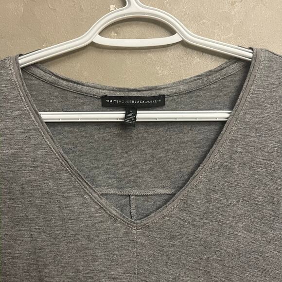 White House Black Market Mercury Silver Foil V-Neck Dolman Top - Small Petite - Picture 7 of 16